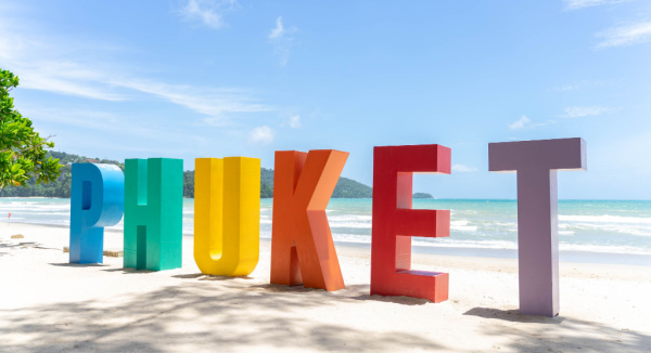 Giant letters on popular Phuket beach, Patong Beach.